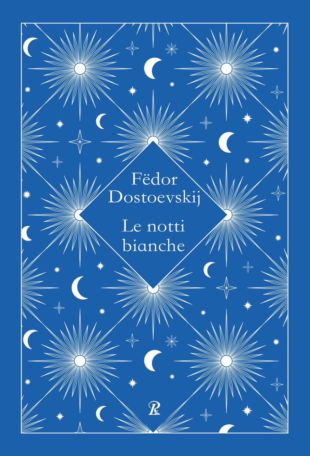 Book cover of 'Le notti bianche' by Fédor Dostoévskij with decorative blue and white design.