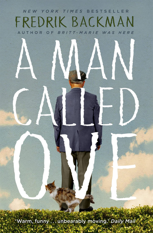 Book cover of 'A Man Called Ove' with a man and dog on a grassy field.