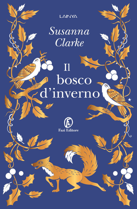 Book cover of 'Il bosco d'inverno' by Susanna Clarke with decorative elements on a blue background