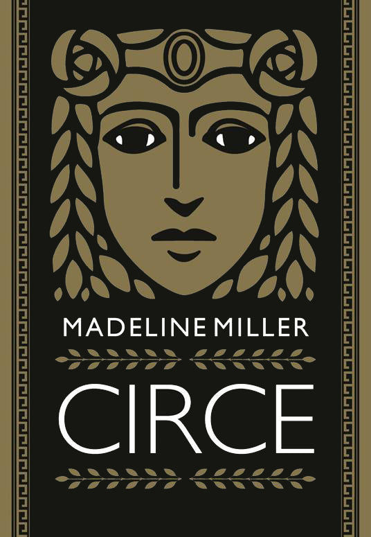 Book cover of 'Circe' by Madeline Miller with a stylized illustration of a woman's face on a black background.