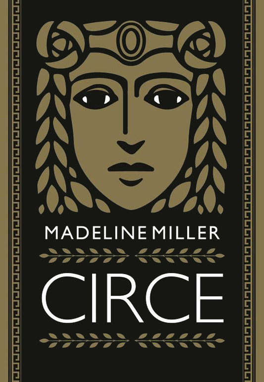 Book cover of 'Circe' by Madeline Miller with a stylized illustration of a woman's face on a black background.