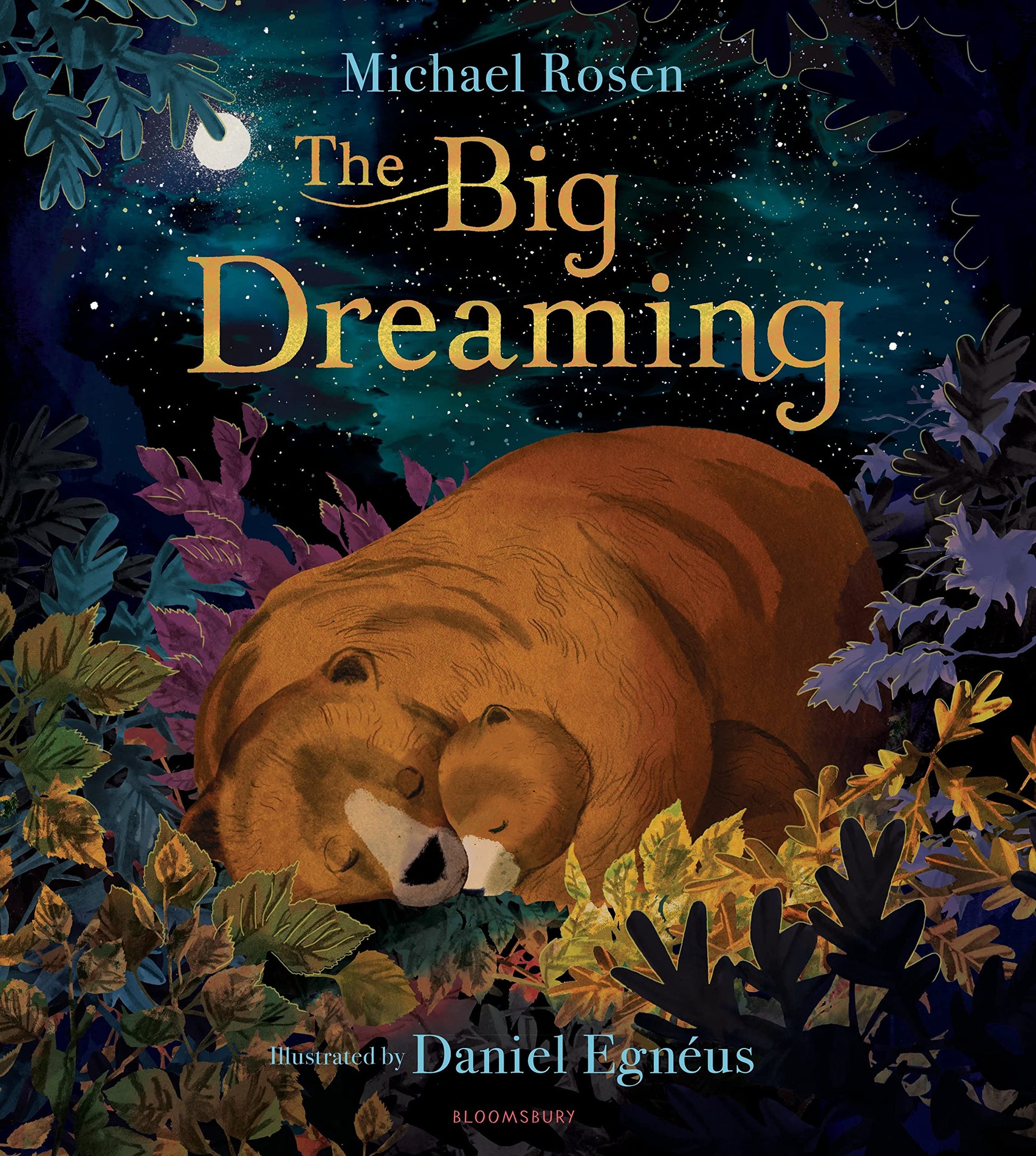 Book cover of 'The Big Dreaming' featuring a bear in a forest at night.