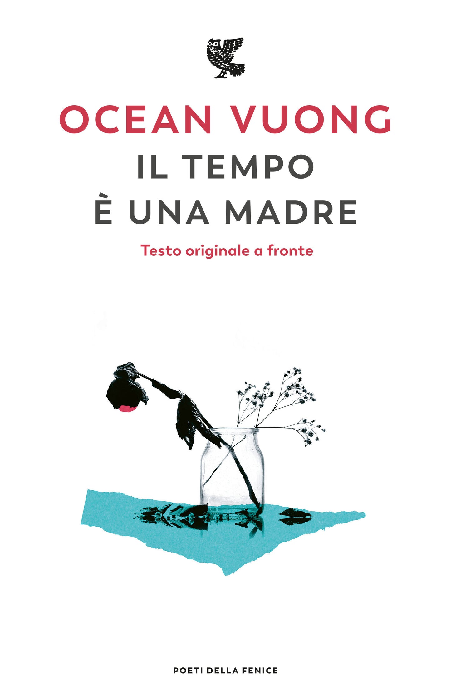 Book cover of 'Il tempo è una madre' by Ocean Vuong with a minimalist design on a white background.