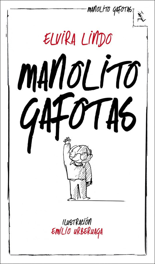 Book cover of 'Manolito Gafotas' with black text and a small illustration on a white background.
