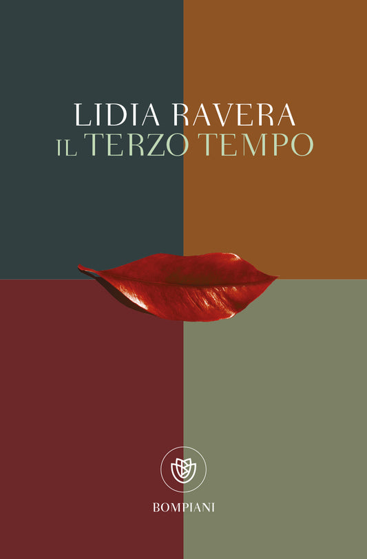 Book cover with red lips design and text 'Lidia Ravera Il Terzo Tempo' on a multicolored background